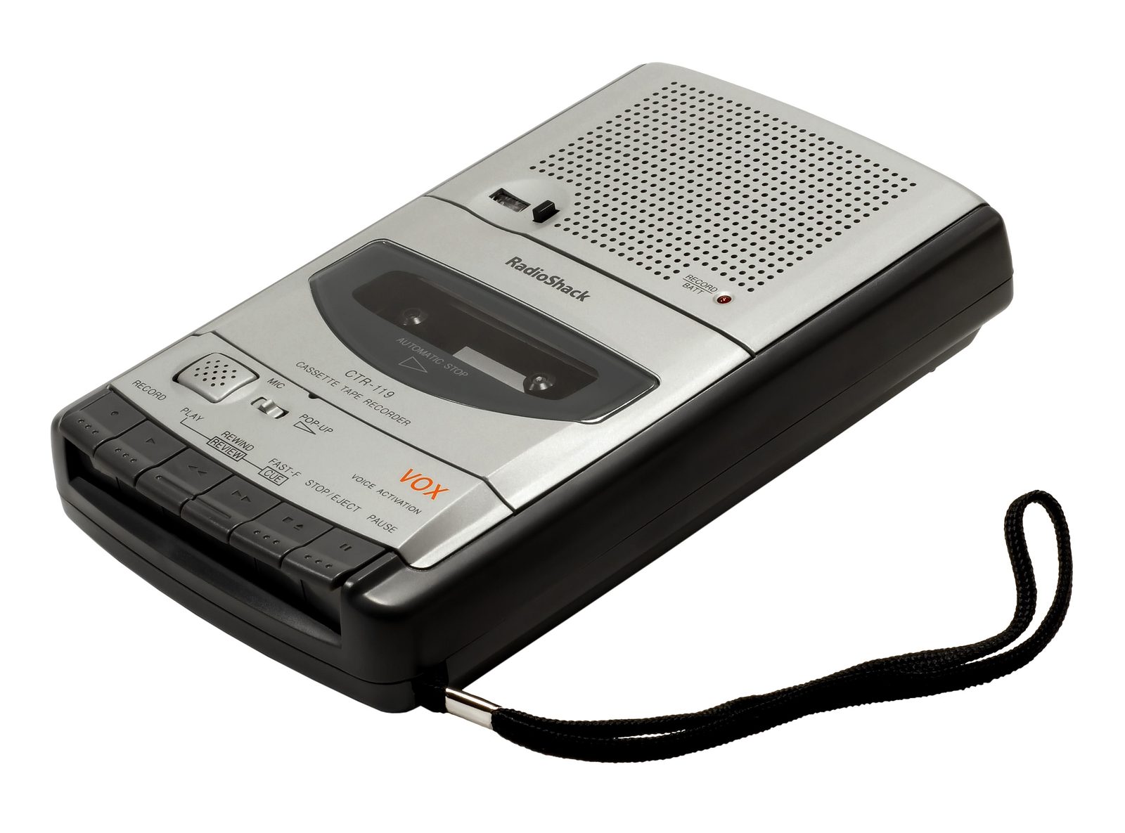 Portable cassette recorder like the ones used to tape late-night radio broadcasts before streaming