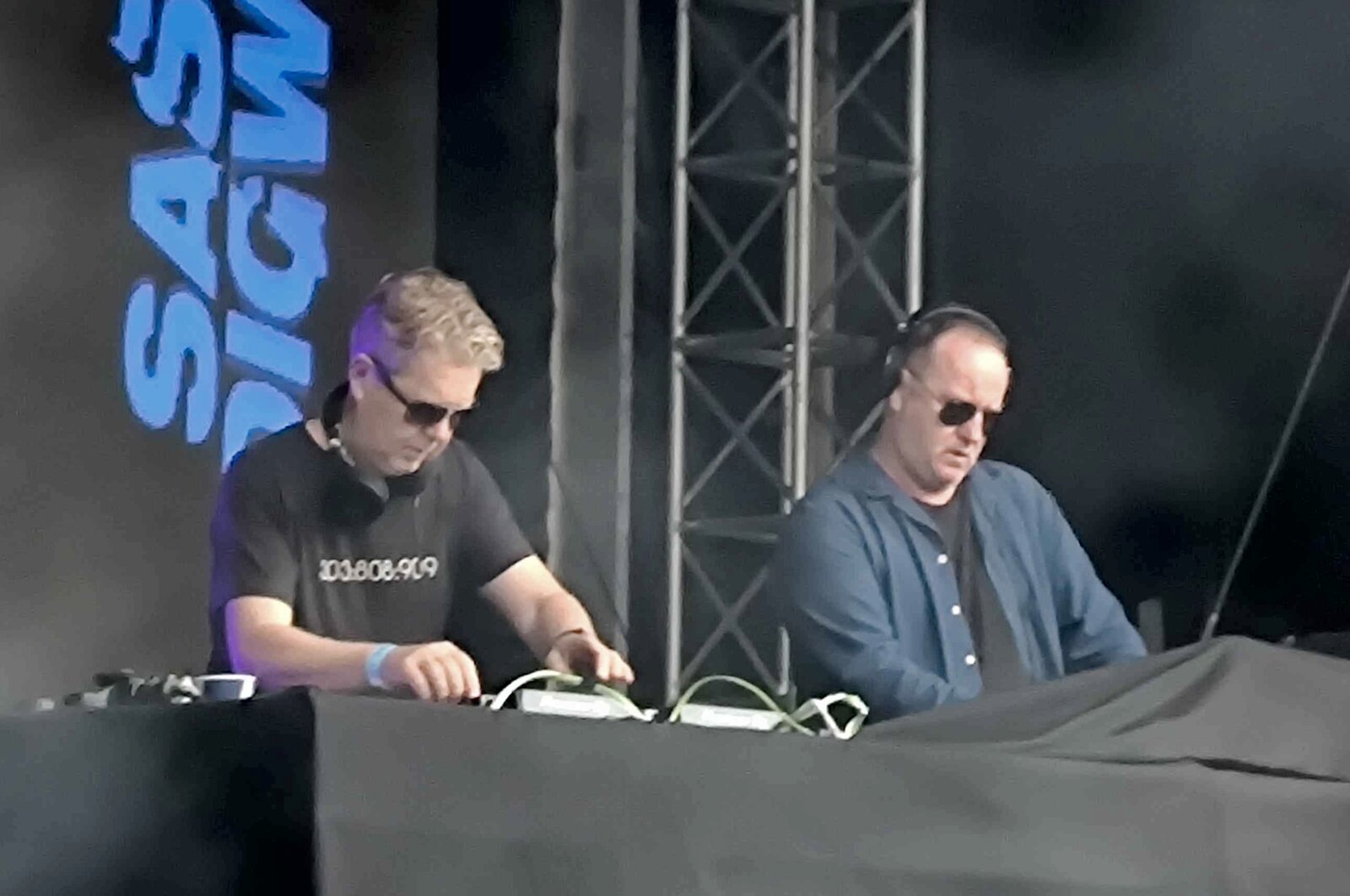 Sasha and John Digweed performing together at Bristol Amphitheatre in 2025